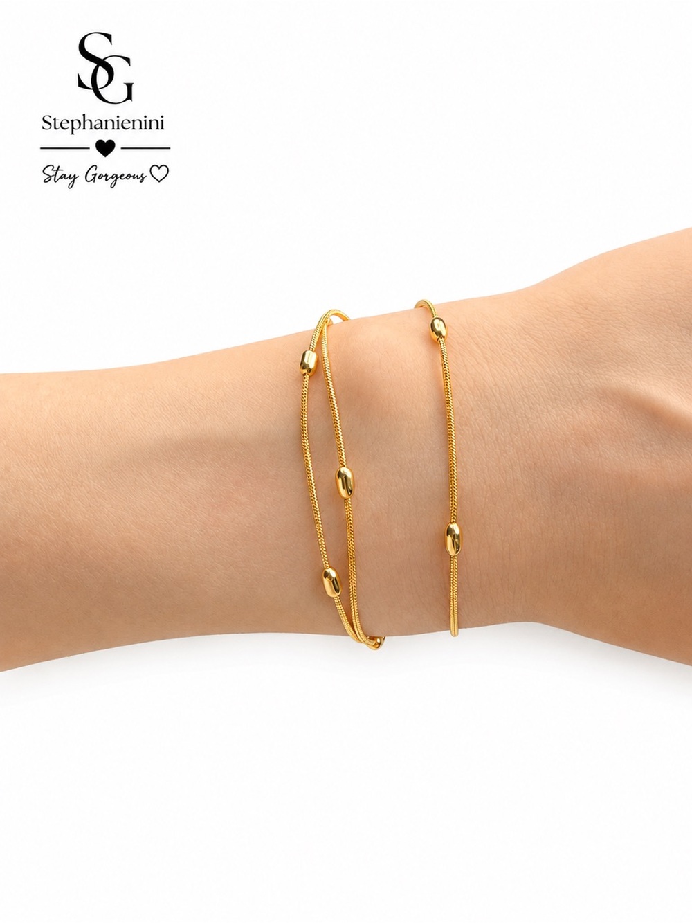Gold Beaded Double Strand Bracelet